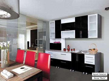 Готовая прямая кухня Мыло 224 2600, цвет Черный/Белый металлик в Сочи