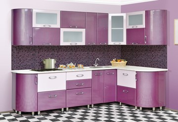 Модульная кухня Мыло 128 2700х1500, цвет Фиолет/Пастель фиолет в Краснодаре