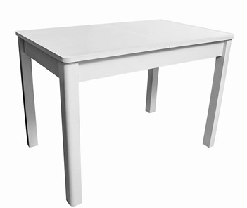 Кухонный стол раскладной Айсберг-07 СТ1, белое ЛДСП/стекло белое/прямые массив белый в Краснодаре