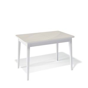 Кухонный стол раздвижной Kenner 1100M (Белый/Стекло крем сатин) в Краснодаре