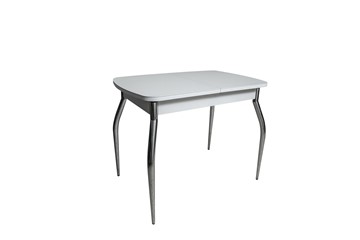 Кухонный стол раскладной ПГ-01СТ белое/белое/хром фигурные в Сочи