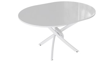Кухонный раздвижной стол Diamond тип 3 (Белый муар/Белый глянец) в Краснодаре - предосмотр 1