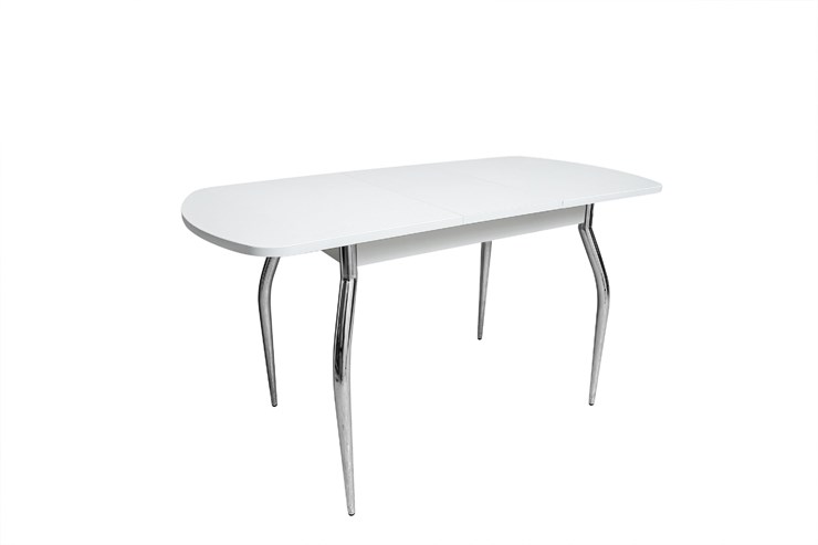 Кухонный раздвижной стол ПГ-01СТ белое/белое/крашенные фигурные в Армавире - изображение 1