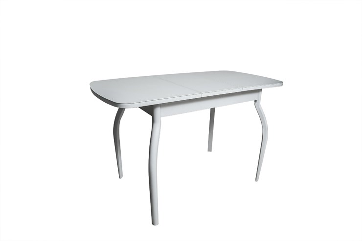 Кухонный стол раскладной ПГ-01СТ белое/белое/хром фигурные в Краснодаре - изображение 1