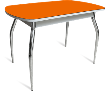 Стол на кухню ПГ-04 СТ белое/оранжевое/хром фигурные в Армавире - предосмотр
