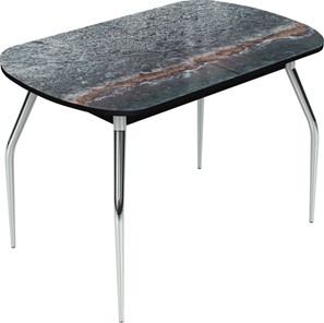 Кухонный раздвижной стол Ривьера исп.2 хром №5 (Exclusive h138/черный) в Сочи