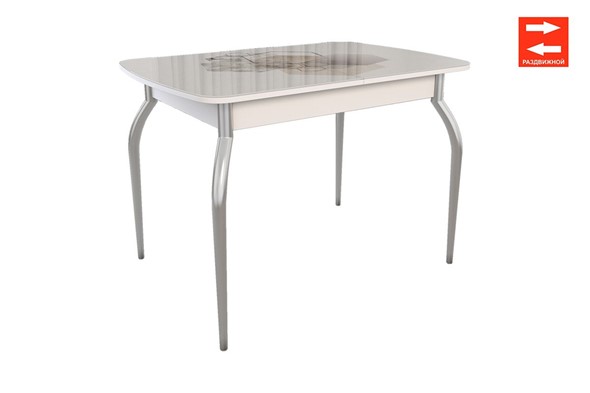 Обеденный раздвижной стол Танго, белый/геометрия в Сочи - изображение