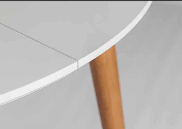 Кухонный стол круглый Белая Эмаль д. 90 см МДФ ножки светлый орех в Сочи - изображение 19