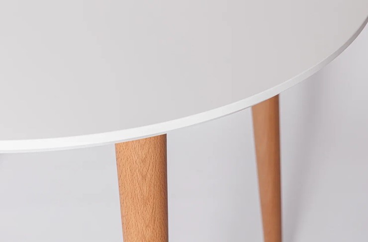 Кухонный стол круглый Белая Эмаль д. 90 см МДФ ножки светлый орех в Сочи - изображение 21