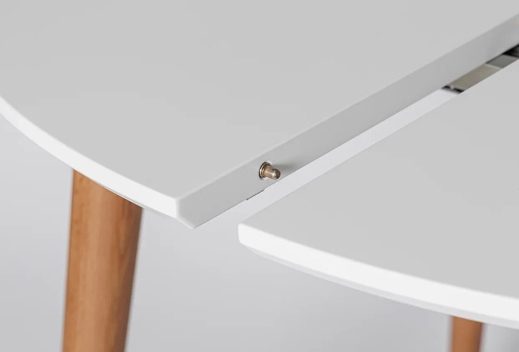 Кухонный стол круглый Белая Эмаль д. 90 см МДФ ножки светлый орех в Сочи - изображение 4