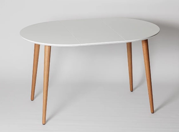 Кухонный стол круглый Белая Эмаль д. 90 см МДФ ножки светлый орех в Сочи - изображение 9