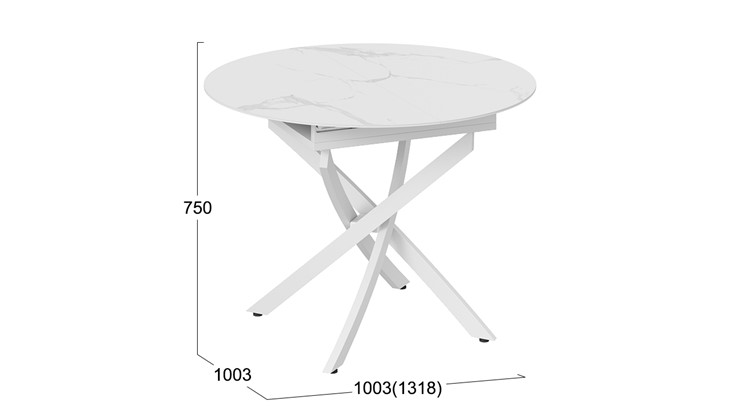 Кухонный раздвижной стол Бергамо Тип 1 (Белый муар/Стекло матовое белый мрамор) в Сочи - изображение 11