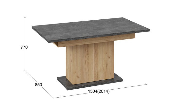 Кухонный стол раскладной Детройт тип 1 (Дуб Крафт золотой/Ателье) в Армавире - изображение 4