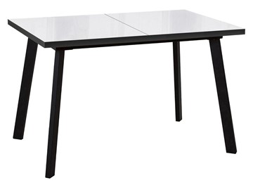 Кухонный стол раскладной Dikline HBS120 Стекло белое/ножки черные в Армавире