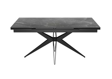 Керамический обеденный стол DikLine KW160 мрамор С45 (керамика черная)/опоры черные в Новороссийске