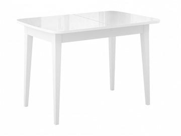 Кухонный стол раскладной Dikline M110 Белый/стекло белое глянец/ножки MM белые в Сочи - предосмотр
