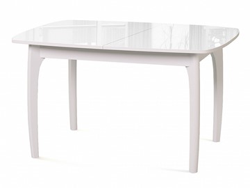 Кухонный стол раскладной Dikline M20 стекло белое/ножки белые в Сочи