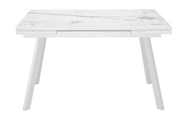 Кухонный раскладной стол DikLine SKA125 Керамика Белый мрамор/подстолье белое/опоры белые (2 уп.) в Краснодаре - предосмотр