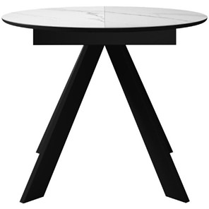 Кухонный стол раздвижной DikLine SKC100 D1000 Керамика Белый мрамор / опоры черные в Краснодаре