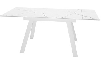 Кухонный раскладной стол DikLine SKM140 Керамика Белый мрамор/подстолье белое/опоры белые (2 уп.) в Армавире - предосмотр 1