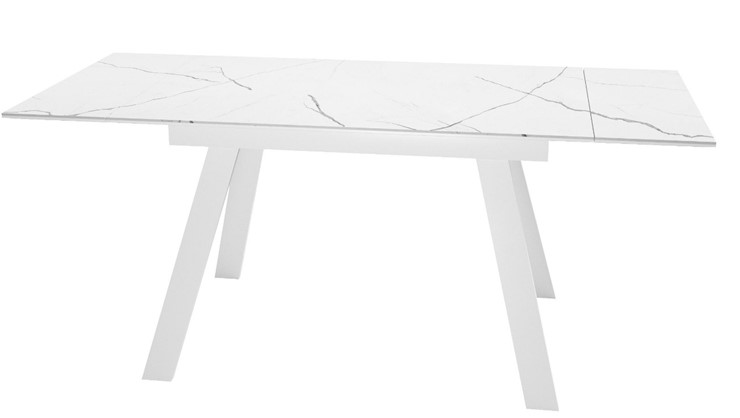 Кухонный раскладной стол DikLine SKM140 Керамика Белый мрамор/подстолье белое/опоры белые (2 уп.) в Армавире - изображение 1