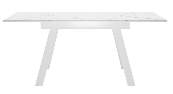 Кухонный раскладной стол DikLine SKM140 Керамика Белый мрамор/подстолье белое/опоры белые (2 уп.) в Армавире - изображение 2