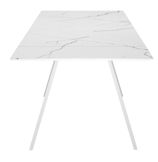 Кухонный раскладной стол DikLine SKM140 Керамика Белый мрамор/подстолье белое/опоры белые (2 уп.) в Армавире - изображение 4