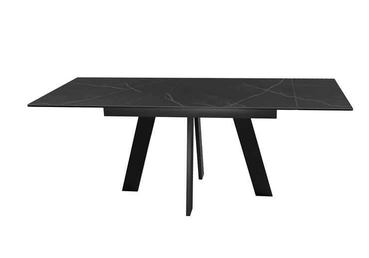 Кухонный раздвижной стол DikLine SKM140 Керамика Черный мрамор/подстолье черное/опоры черные (2 уп.) в Армавире - изображение 3