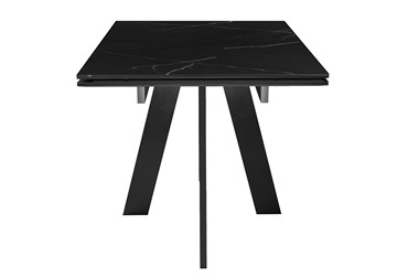 Кухонный раздвижной стол DikLine SKM140 Керамика Черный мрамор/подстолье черное/опоры черные (2 уп.) в Армавире - предосмотр 1