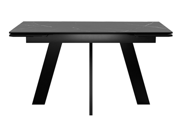 Кухонный раздвижной стол DikLine SKM140 Керамика Черный мрамор/подстолье черное/опоры черные (2 уп.) в Армавире