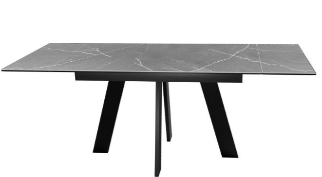 Кухонный раздвижной стол DikLine SKM140 Керамика серый мрамор/подстолье черное/опоры черные (2 уп.) в Армавире - изображение 2
