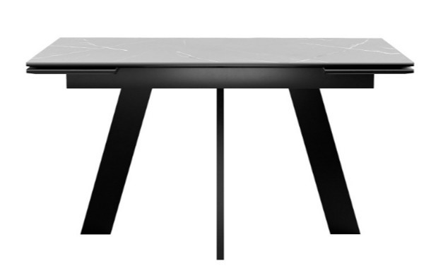 Кухонный раздвижной стол DikLine SKM140 Керамика серый мрамор/подстолье черное/опоры черные (2 уп.) в Армавире - изображение 3