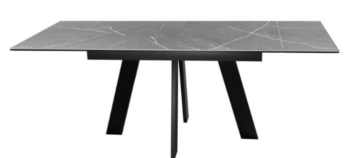 Кухонный раздвижной стол DikLine SKM140 Керамика серый мрамор/подстолье черное/опоры черные (2 уп.) в Армавире - изображение 4