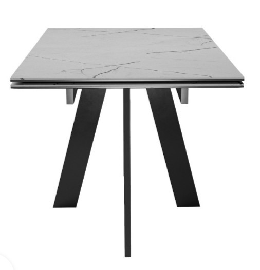 Кухонный раздвижной стол DikLine SKM140 Керамика серый мрамор/подстолье черное/опоры черные (2 уп.) в Армавире - изображение 5