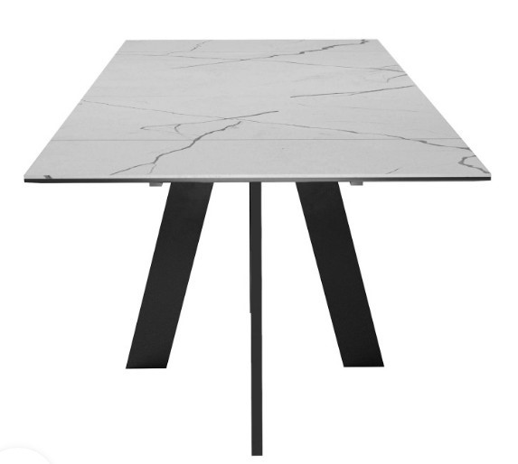 Кухонный раздвижной стол DikLine SKM140 Керамика серый мрамор/подстолье черное/опоры черные (2 уп.) в Армавире - изображение 6