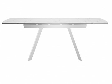 Кухонный раздвижной стол Dikline US120 Стекло мрамор белый сатин/ножки белые в Сочи - предосмотр 3