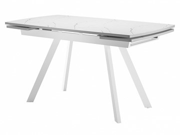 Кухонный раздвижной стол Dikline US120 Стекло мрамор белый сатин/ножки белые в Сочи - предосмотр