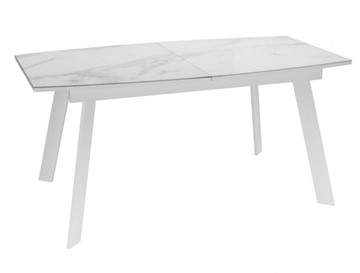 Кухонный стол раздвижной Dikline XLS160 мрамор белый глянец/ножки белые в Краснодаре