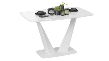 Кухонный стол раздвижной Фабио тип 1 (Белый матовый, Стекло глянцевое белое) в Краснодаре
