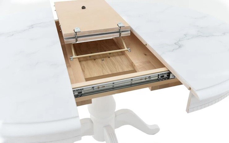 Кухонный раздвижной стол Фабрицио-1 Glass Круг 820, Фотопечать (Мрамор №2) в Армавире - изображение 4