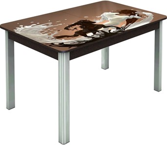 Обеденный раздвижной стол Гамбург исп. Мини, ноги метал. крашеные №23, Фотопечать (Кофе №18) в Сочи