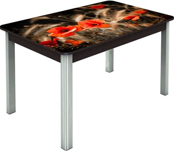 Кухонный стол раскладной Гамбург исп.2 ноги метал. крашеные №23, Фотопечать (Цветы №38) в Краснодаре