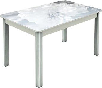 Кухонный стол раскладной Гамбург исп.2 ноги метал. крашеные №23, Фотопечать (Цветы №48) в Краснодаре