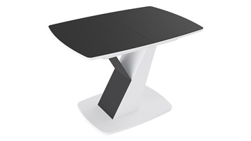 Обеденный раздвижной стол Гарда тип 1, цвет Белый/Стекло матовое черный графит в Сочи