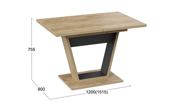Кухонный стол раскладной Гавана тип 1 (Дуб крафт золотой/Черный) в Краснодаре - предосмотр 5
