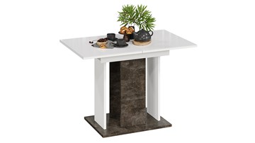 Кухонный раздвижной стол Кёльн тип 1 (Ателье темный, Белый, Стекло Белый глянец) в Армавире