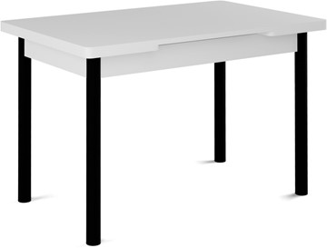 Обеденный раздвижной стол Милан-1 EVO, ноги металлические черные, белый цемент в Новороссийске