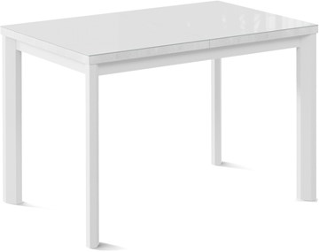 Стол раздвижной Нагано-1G (ноги металлические белые, стекло cristal/белый цемент) в Краснодаре