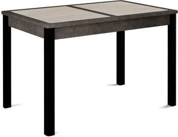 Кухонный стол раздвижной Ницца-1 ПЛ (ноги черные, плитка бежевая/серый камень) в Краснодаре
