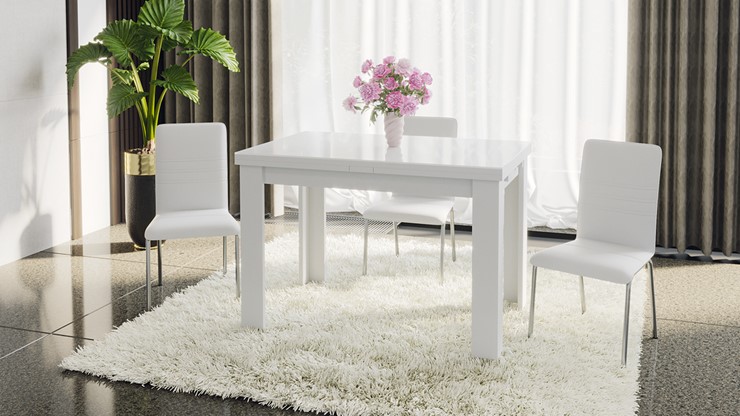 Обеденный раздвижной стол Норман тип 1, цвет Белый/Стекло белый глянец в Армавире - изображение 4
